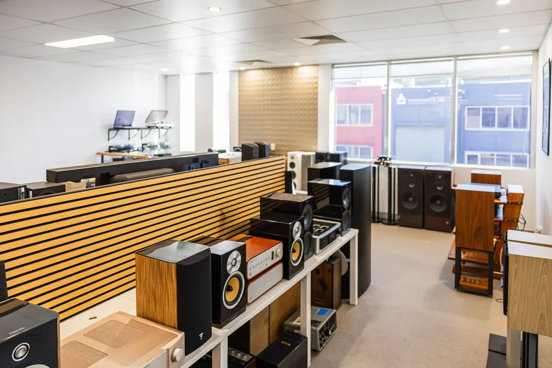A wide view across the Audio Revival showroom and its range of pre-loved hi-fi